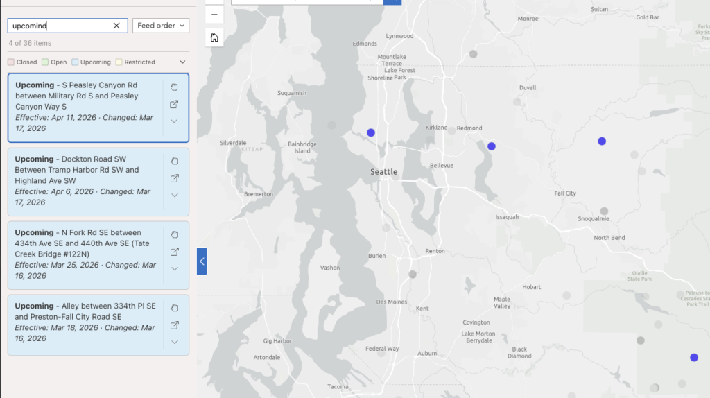 Filter with features highlighted/dimmed