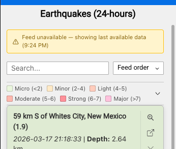 Feed unavailable message